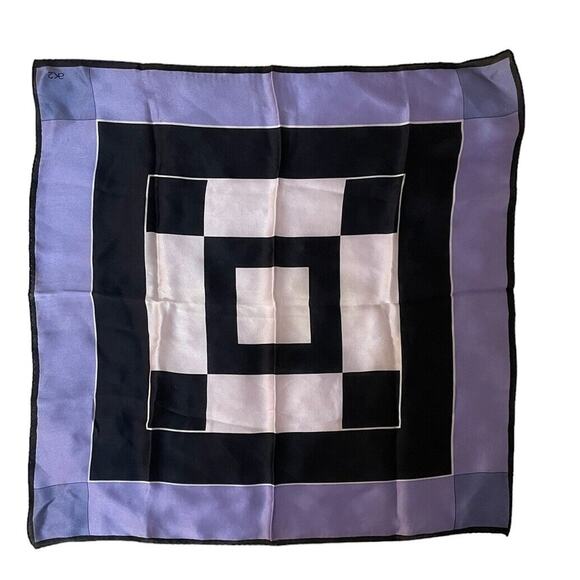 Y2K Ann Klein Silk Scarf Retro Geometric Fashion Statement Colorful - Picture 1 of 3